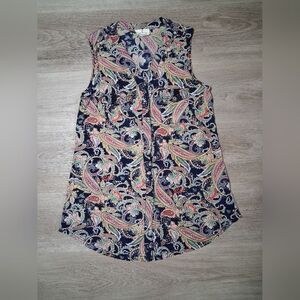 Ember Sleeveless Paisley Blouse Button Down